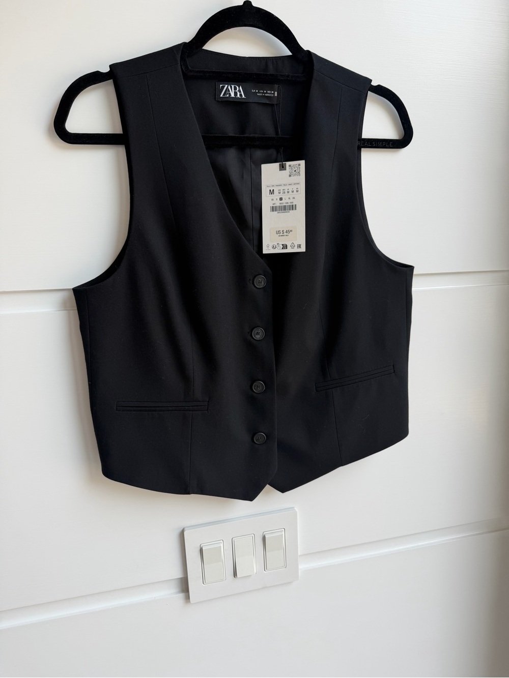 Zara Black Tailored Waistcoat with Logo Tag